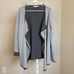 Lineamaglia Wool Blend Cascade Open Front 2 Tone Gray‎ Cardigan Sweater XL